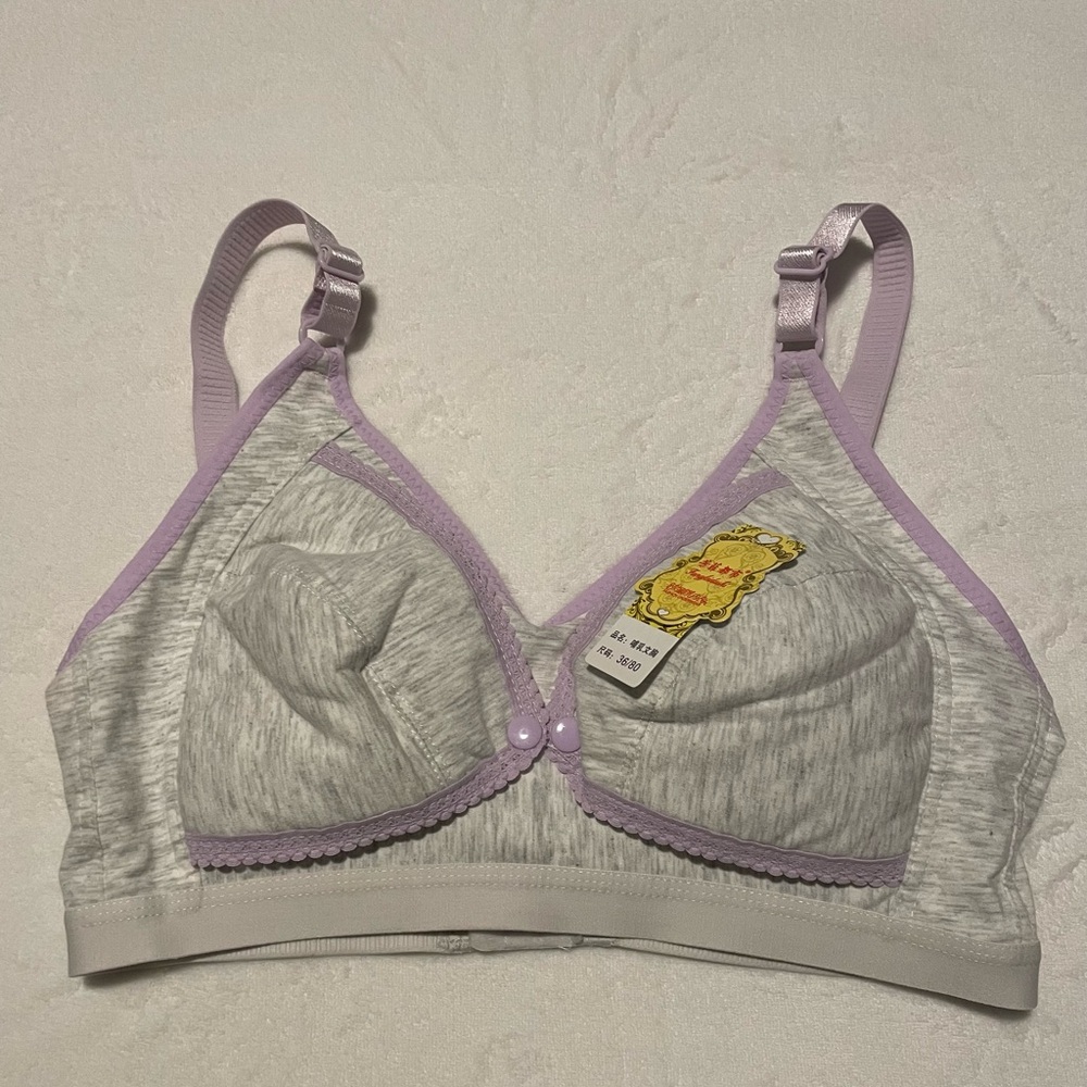 New with tag Women's Gray and Purple Maternity Nursing Bra, size 36/80 (US 36C)
